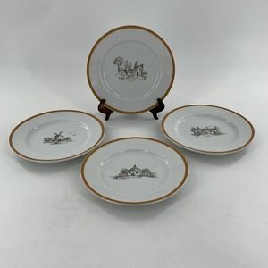 4 Williams Sonoma Les Fermiers Salad Dessert Appetizer Plate Harvest Gold 7.75"